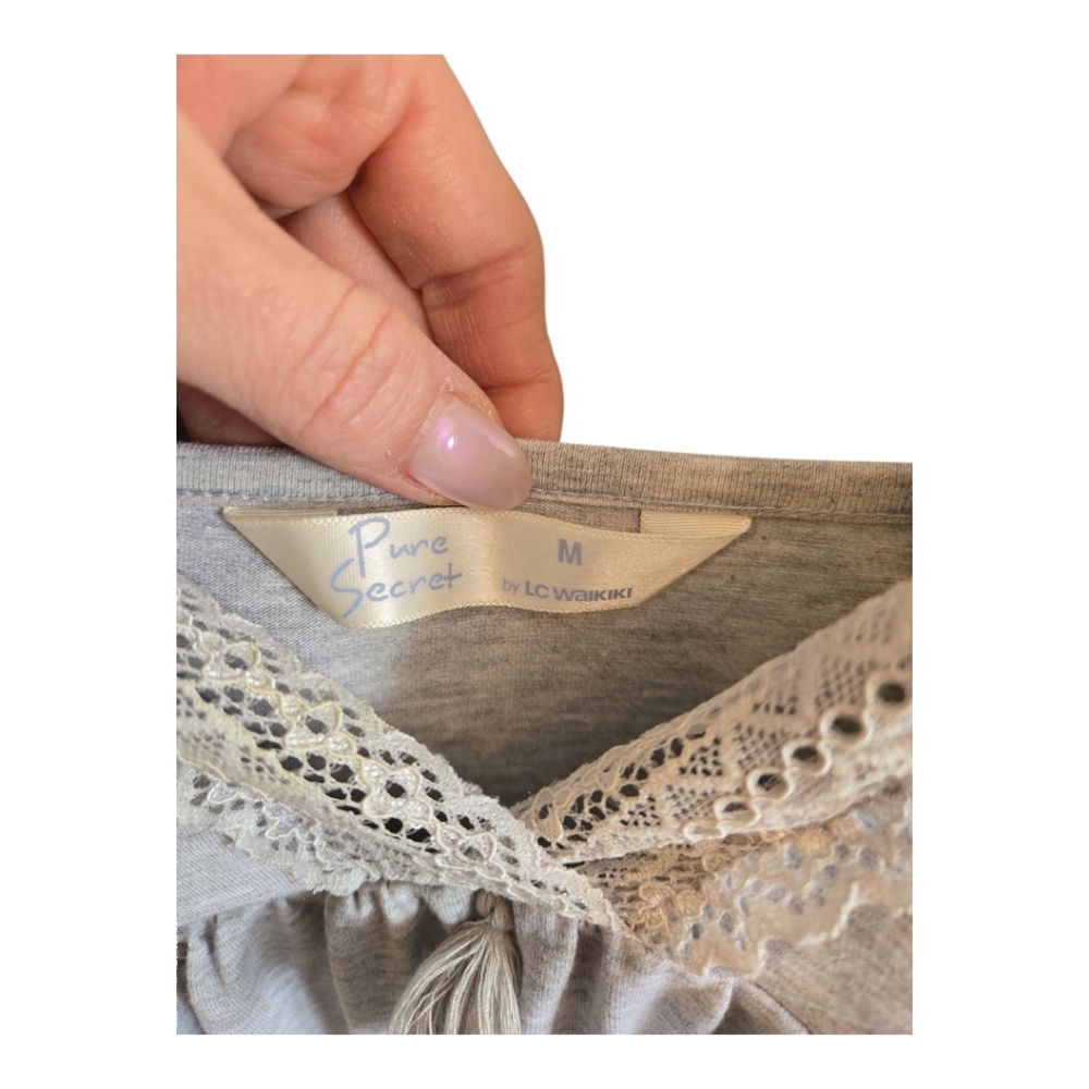 LC Waikikki PURE SECRET Gray Lace Trim Nighthgown - Picture 7 of 8